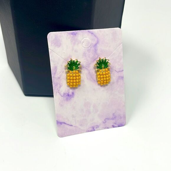 Yellow Pineapple Post Studs Earrings - Picture 6 of 6